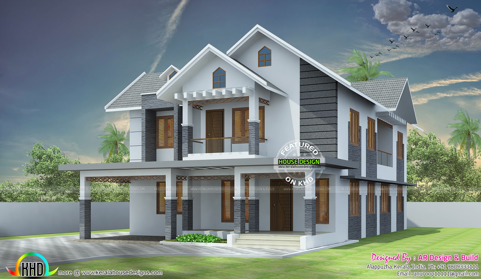 Beautiful slop roof 4 bedroom home Kerala home design 