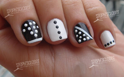 Simple nail art black and white