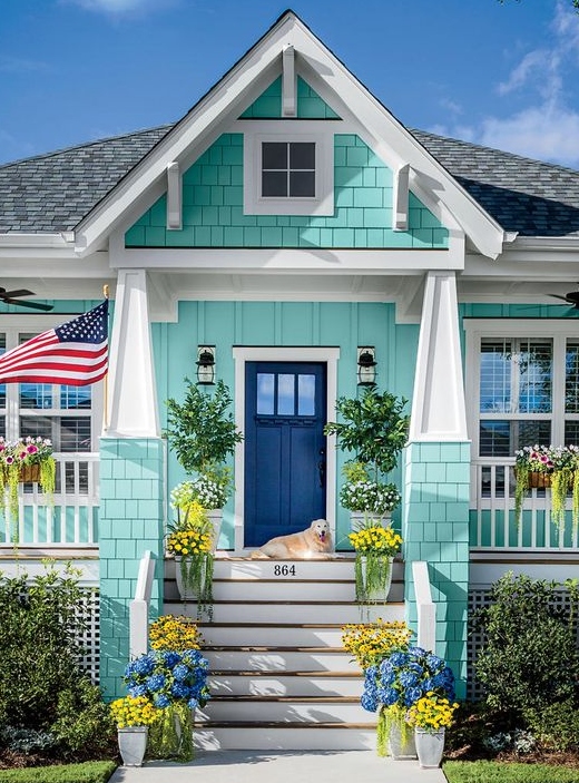 Ocean Beach Inspired Painted Houses Homes In Blue Turquoise Sea Green Coastal Decor Ideas Interior Design Diy Shopping