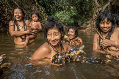Μέλη της φυλής Awá της Βραζιλίας,  από τους οποίους μόνο 100 άτομα δεν έχουν έρθει σε επαφή με τον Δυτικό πολιτισμό