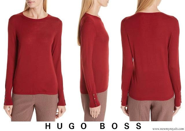 Queen Letizia wore HUGO BOSS Frankie Cuff Detail Wool Sweater