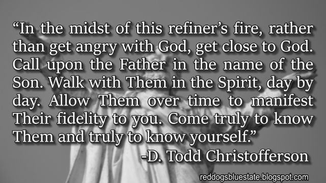 “[I]n the midst of this refiner’s fire, rather than get angry with God, get close to God. Call upon the Father in the name of the Son. Walk with Them in the Spirit, day by day. Allow Them over time to manifest Their fidelity to you. Come truly to know Them and truly to know yourself.” -D. Todd Christofferson