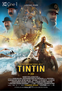 poster do filme As Aventuras de Tintim - Steven Spielberg e Peter Jackson