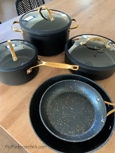 thyme and table black cookware