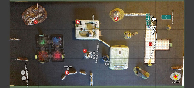 Warhammer 40k battle report - Maelstrom of War - Tactical Escalation - 1500 points - Alpha Legion vs Millitarum Tempestus & Inquisition.