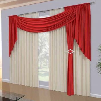 Primitive style red and white curtains