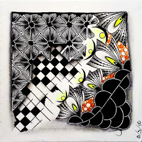 My Tile Project with Tangle Patterns: Serpi, Nunsuch, Knightsbridge, Nymph