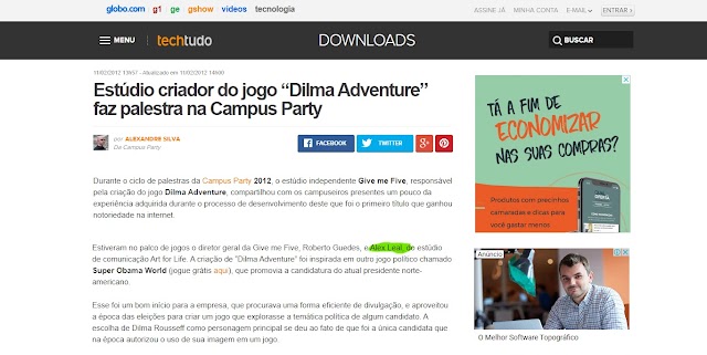 Estúdio criador do jogo “Dilma Adventure” faz palestra na Campus Party