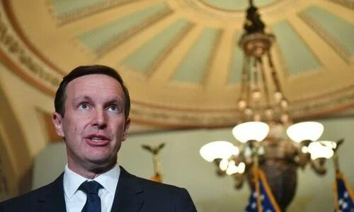 Sen. Chris Murphy (D-Conn.) speaks during a press conference following Senate Democrat policy luncheons at the U.S. Capitol in Washington on June 7, 2022.