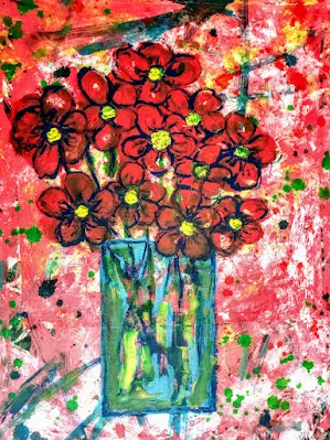 flowers in a vase collage art by miabo enyadike