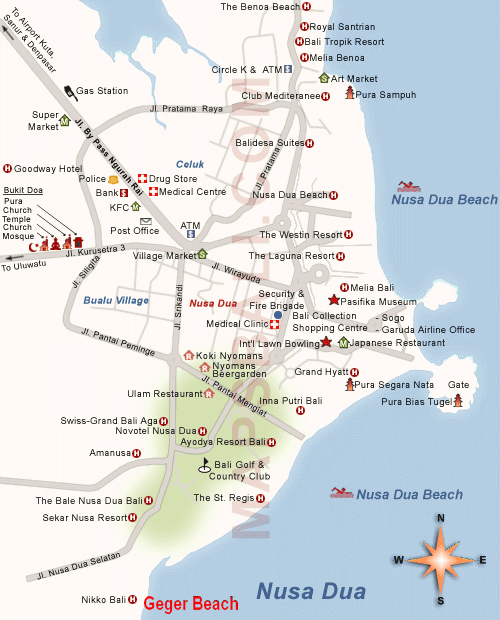 Location Map of Geger Beach Nusa Dua Bali island Bali 