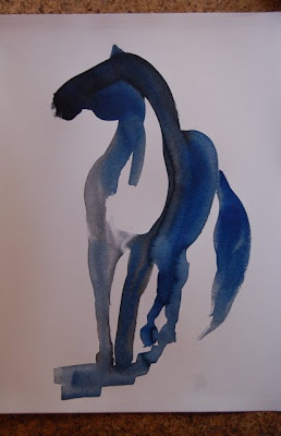 ink painting of horse by ophelia keys