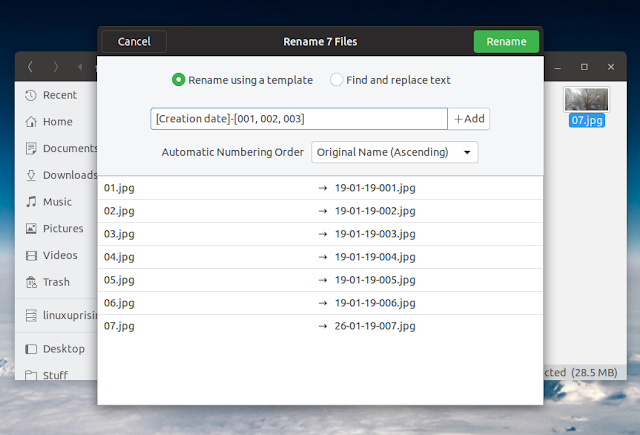 Nautilus batch rename metadata working