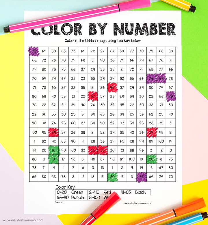 Free Printable Summer Color by Number Worksheets