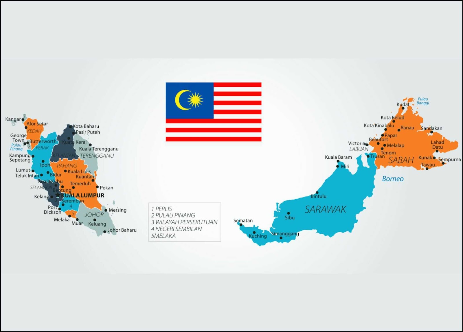 Peta Malaysia berwarna