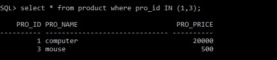 Use of NOT operator