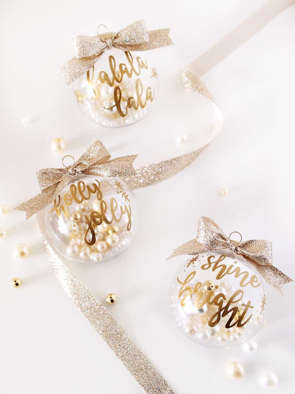 How to Make Gold Hand Lettering Christmas Ornaments (DIY)