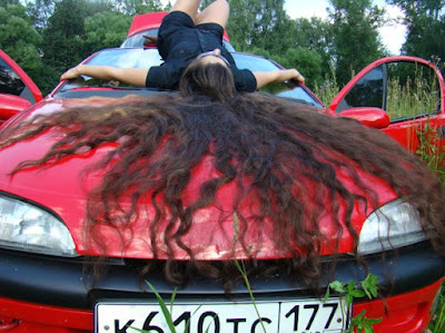 car girl very long hair model