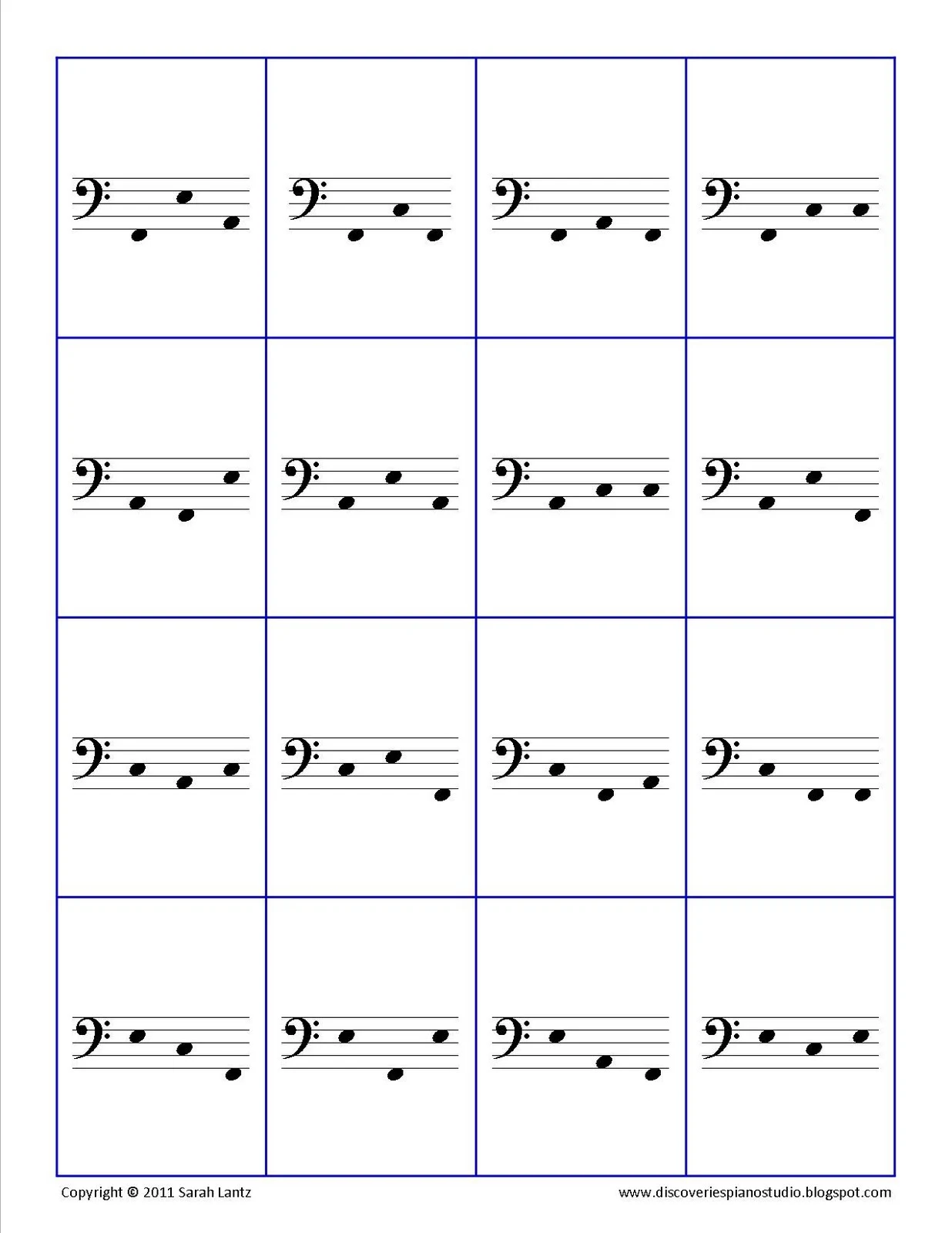 Discoveries Piano Studio FACE Flashcards for Treble and Bass Clef