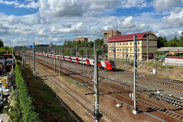 Химки, вид с моста Победы, пути Октябрьской железной дороги