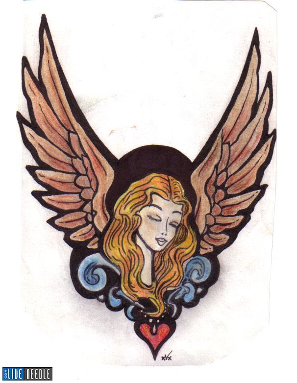 angel tattoo designs. Wings Heart Angel Tattoo