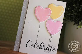 Sunny Studio Stamps: Bold Balloons Pink & Yellow Heart Balloons Birthday Card by Eloise Blue