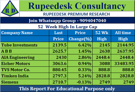 52  Week High In Large Cap