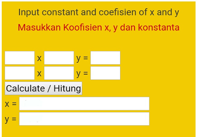 System of linear equation two variable calculator / kalkulator sistem persamaan linear dua variabel 