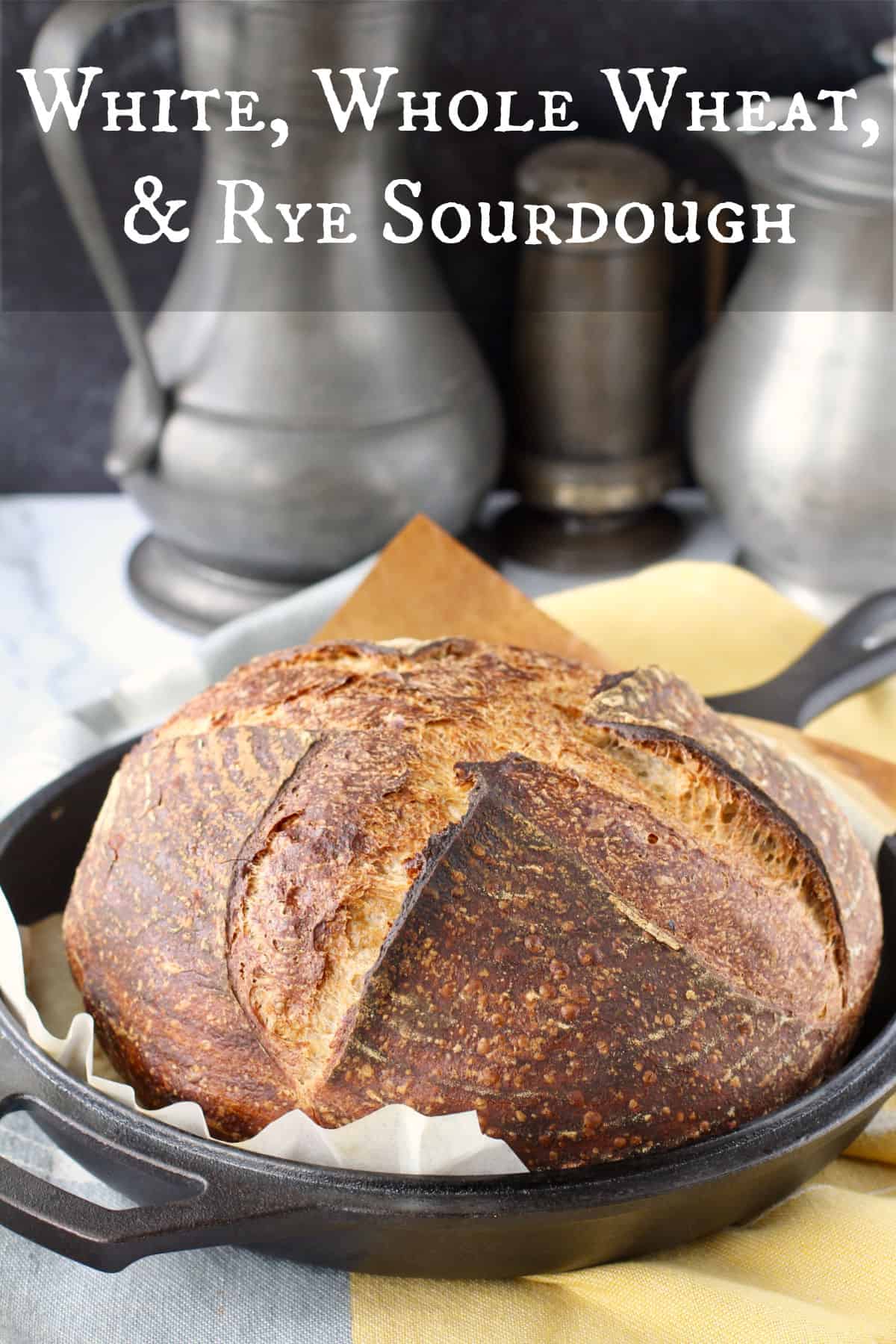 White, Whole Rye, and Whole Wheat Sourdough Bread
