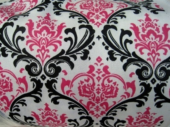 Damask white with black and pink by vinatgejetpatterns WEDDINGS SALE 