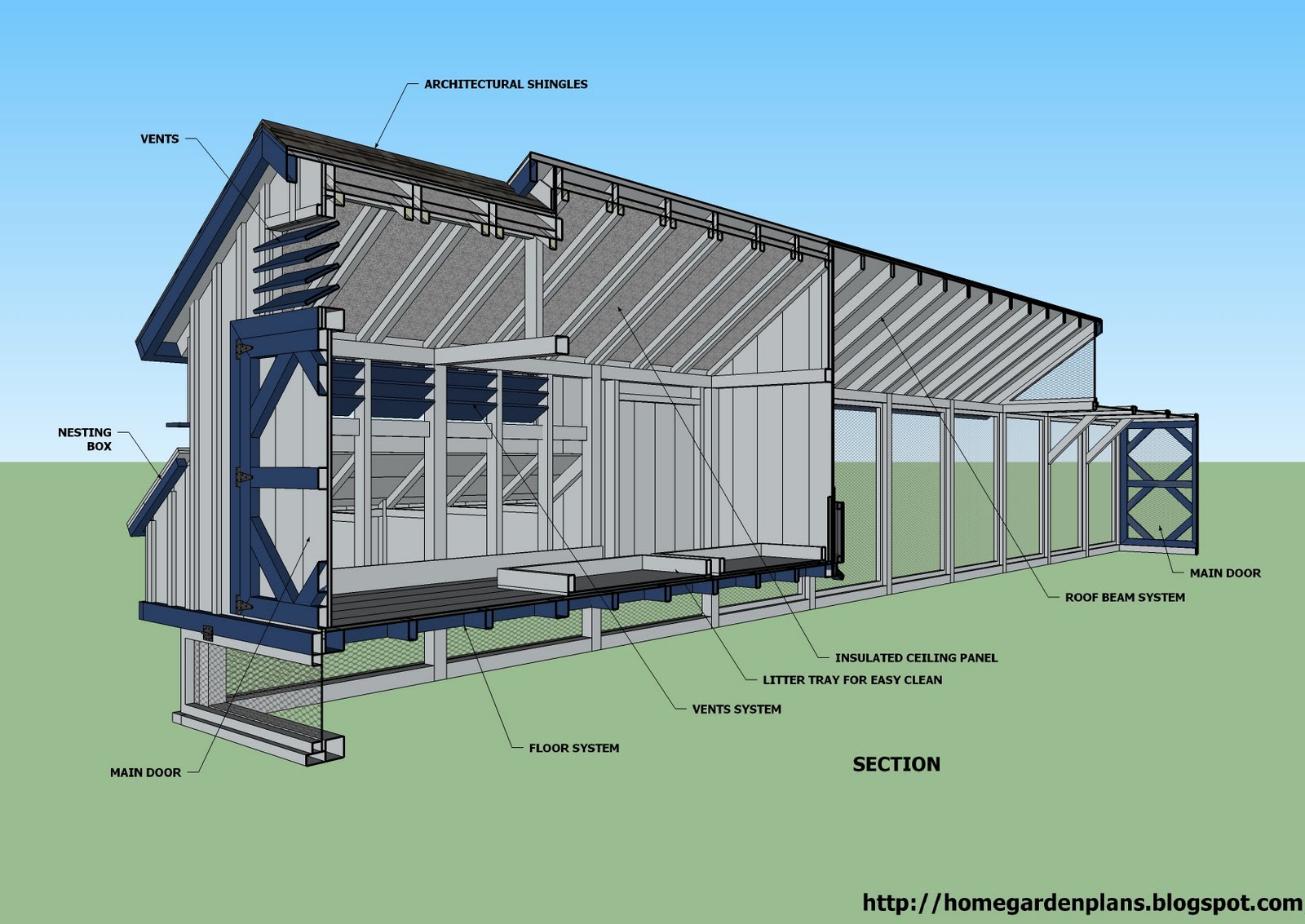 home garden plans: L200 - Large Chicken Coop Plans - How to Build a ...