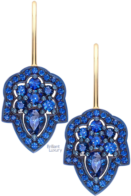 ♦Ana de Costa blue sapphire yellow gold pear drop earrings #brilliantluxury