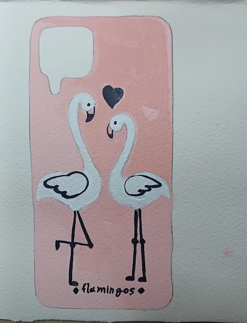 홍학 핸드폰케이스 그림