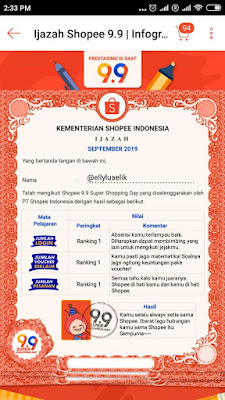 Cara Mendapatkan Ijazah Shopee 9.9