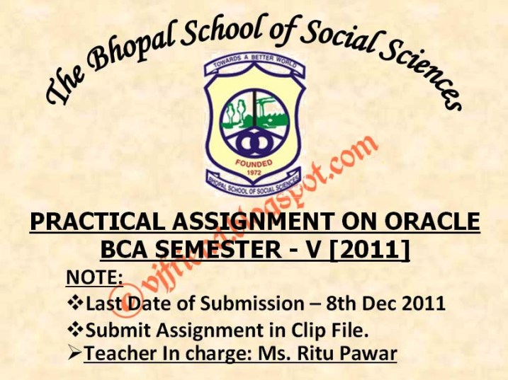 Practical Assignment on Oracle 2011 Sem V