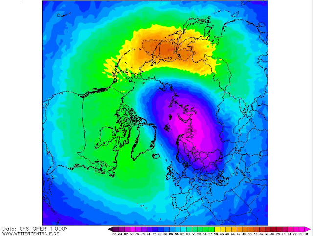Polaaripyörre kartalla polar vortex on world map
