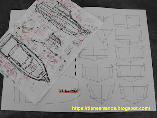 Croquis con las medidas de la lancha