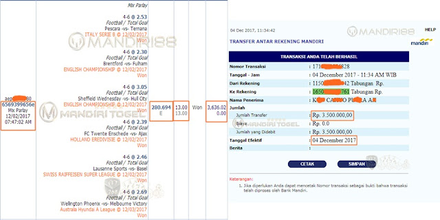 Selamat Kepada KxN CxHYx PxTRx xJx yang sedang beruntung memenangkan Jackpot MIX PARLAY