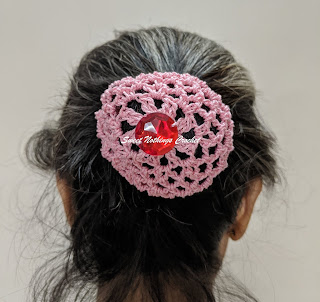 Sweet Nothings Crochet free crochet pattern blog, free crochet pattern for a hair bun net, photo of my 7th hair bun net,