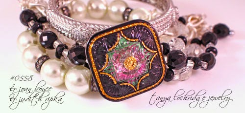 Tanya Lochridge Jewelry Vintage Victorian Czech Glass Button & Faceted Bead Five-Strand Bracelet