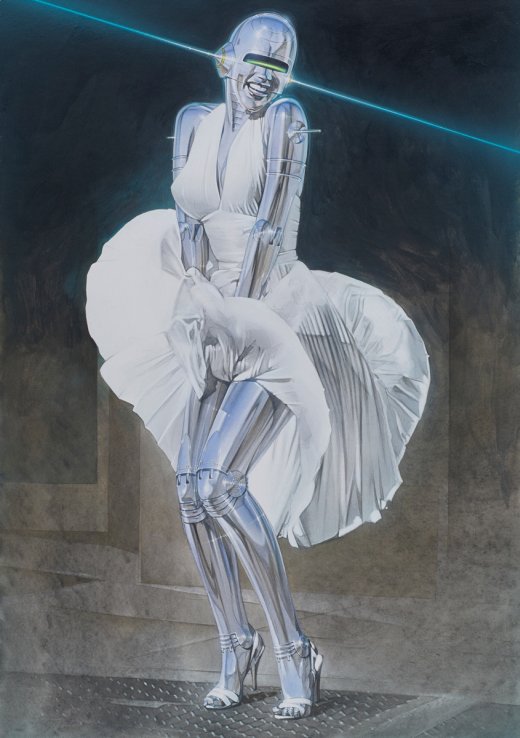 Hajime Sorayama ilustrações arte pinturas mulheres robôs metálicas ficção fantasia surreal cyberpunk vintage cromadas