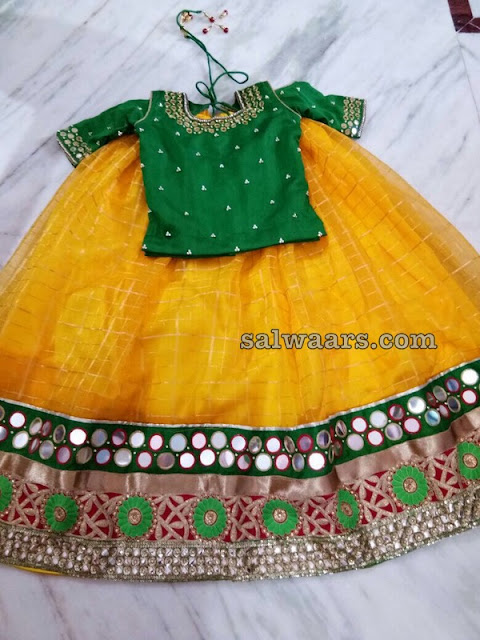 Stripes Lehenga Cold Cut Sleeves Blouse