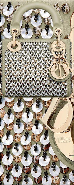 ♦Sage green embroidered micro Lady Dior calfskin bag with multicolor sequins #dior #bags #green #brilliantluxury