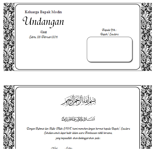 Download template undangan Walimatul ursy, tahlil dan 