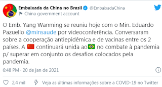 Print da Embaixada da China no Brasil