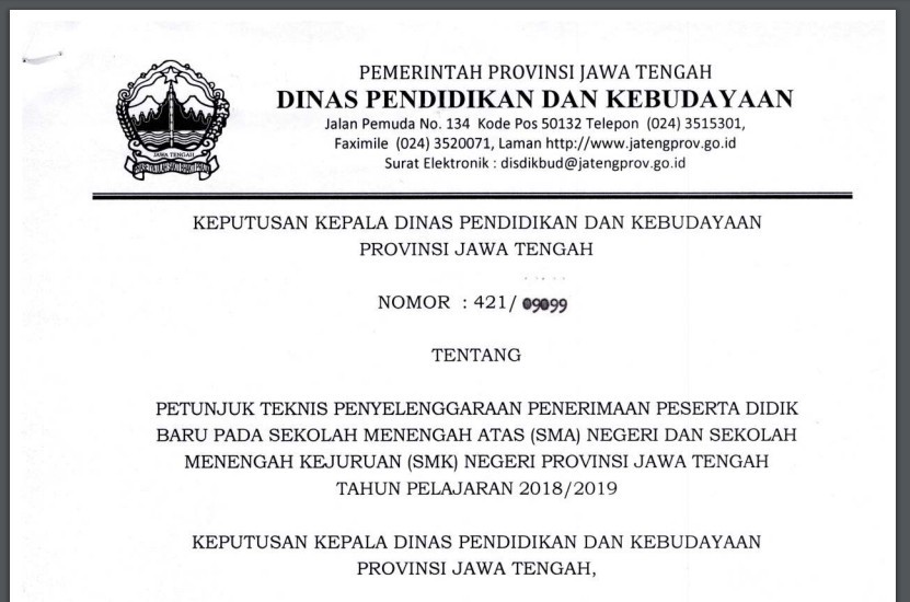 Perubahan Juknis Ppdb Online Smasmk Negeri Jawa Tengah