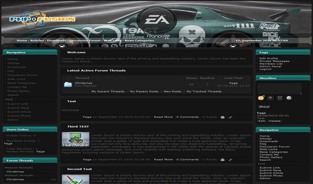 Phpfusion Games Cars Black Theme Template One of The Best Free Phpfusion V7