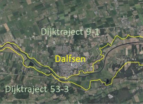 Deel van Figuur 1-1 Overzichtskaart Vecht en dijktrajecten 9-1 en 53-3. In: Eindadvies beoordeling gras op zandbekledingen