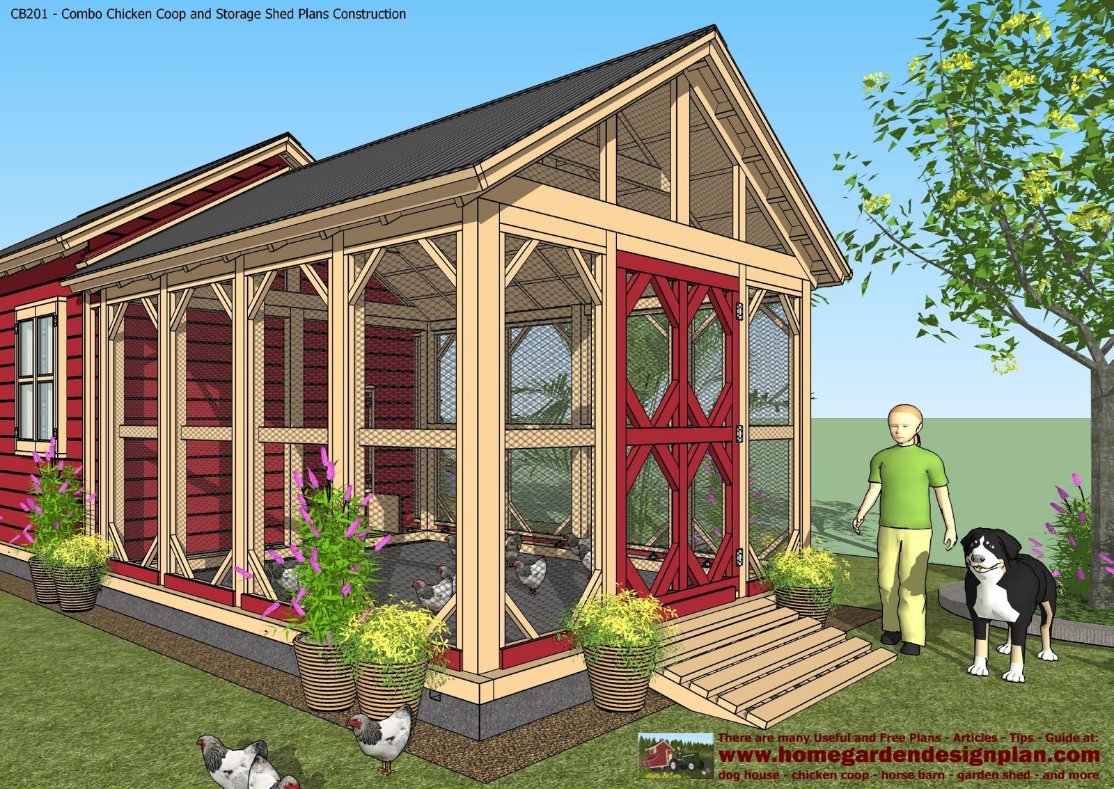 shed plans colonial style: cb201 combo plans chicken coop
