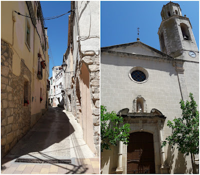 GR-7 LA RIBA A CABRA DEL CAMP,  poble de Cabra del Camp i carrer de la Pica i plaça de l'església i façana de l'Església de Santa Maria